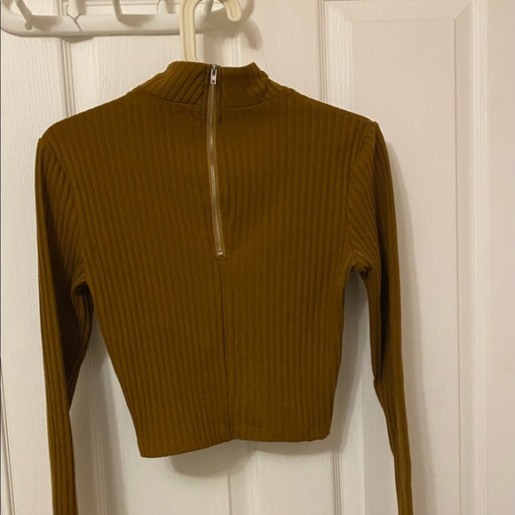 Long sleeve crop top: Bronze/brown, fashion nova, choker neckline - Picture 2 of 2